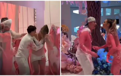 Lele Pons sufre caídas durante la revelación del sexo de su bebé